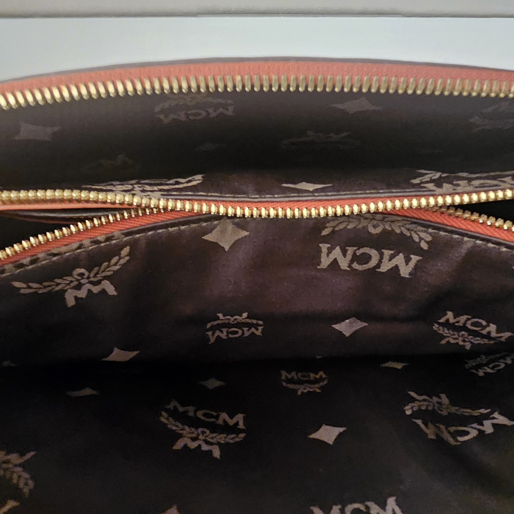 MCM Orange Satchel with Gold Accents - Picture 7 of 14